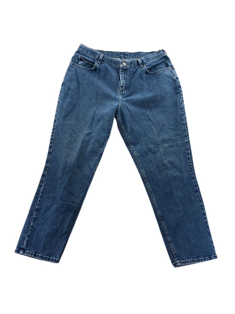 Lee Womens Jeans Size 16W Petite Blue Denim High Rise Ankle Straight Leg Casual